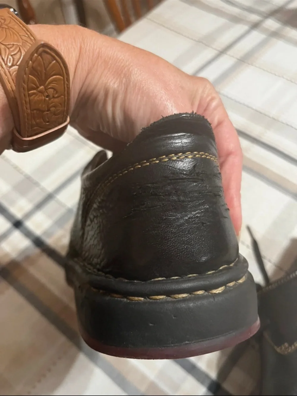 Born Black Leather Oxford Shoes with Contrast Stitching